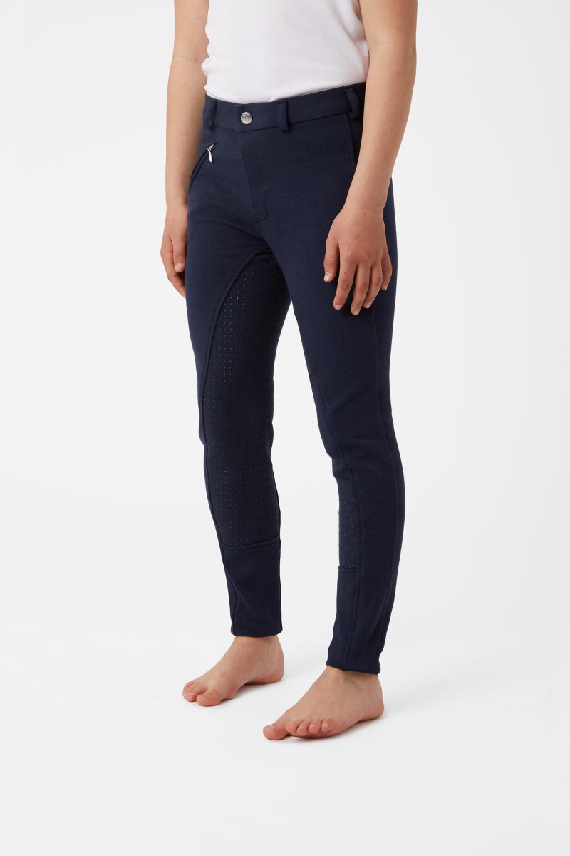 HORZE Active Kids' Unisex Silicone Grip Full Seat Horseback Riding Breeches - Peacoat Dark Blue - XXL - Image 4